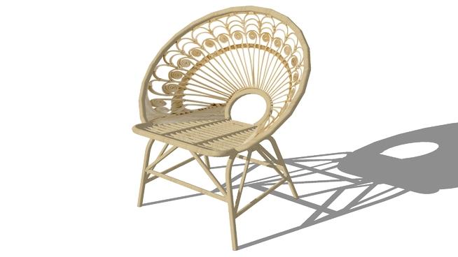 孔雀椅复古，藤，sketchup模型， | skp下载编号 家具 第1张