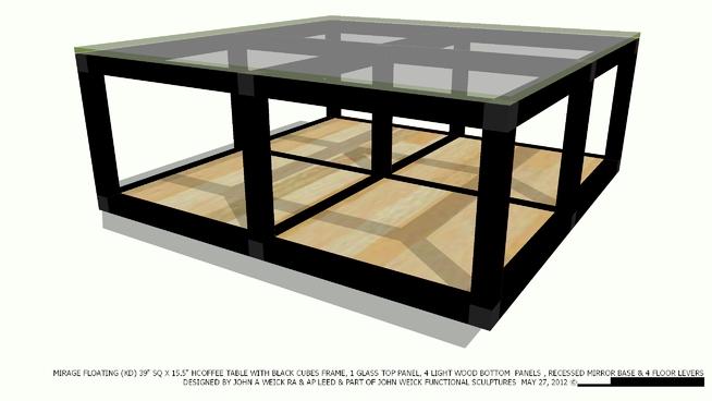 咖啡桌39平方的黑色立方体4 GL 4光WD面板的约翰Weick RA | SketchUp模型下载 家具 第1张