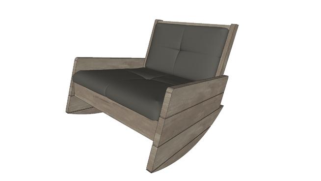 木质现代北欧风格摇椅| 草图大师模型下载 家具 第1张