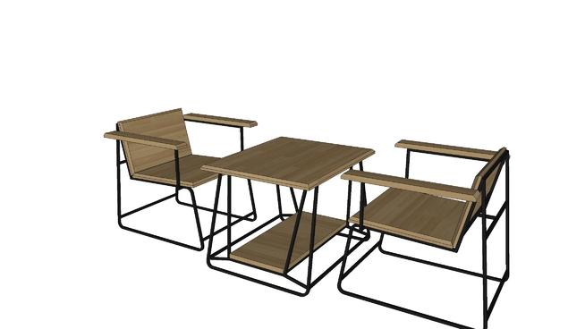 钢木设计家具休闲桌椅北欧风格| skp下载 家具 第1张