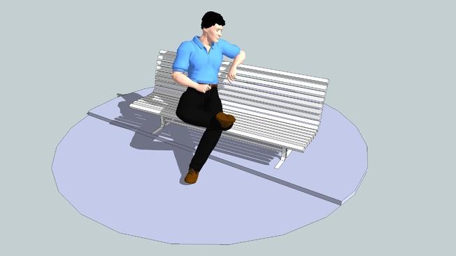 男人坐在板凳上| skp下载 人物草图大师模型下载 第1张