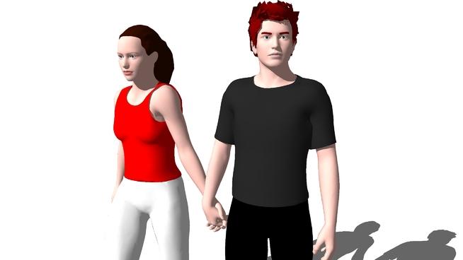 3D Couple 1| skp下载 人物草图大师模型下载 第1张