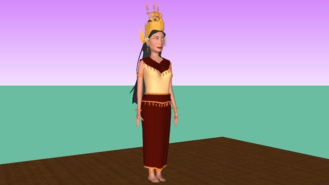 柬埔寨风格服装|su模型 人物草图大师模型下载 第1张