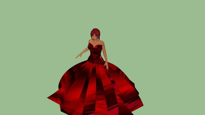 红色玫瑰晚礼服| SketchUp模型下载 人物草图大师模型下载 第1张