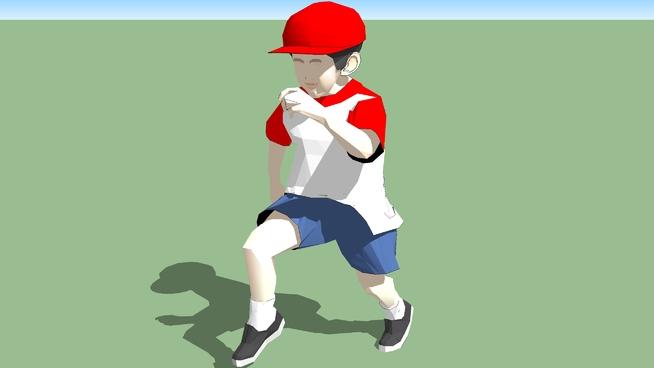 奔跑的男孩| SketchUp模型库 人物草图大师模型下载 第1张