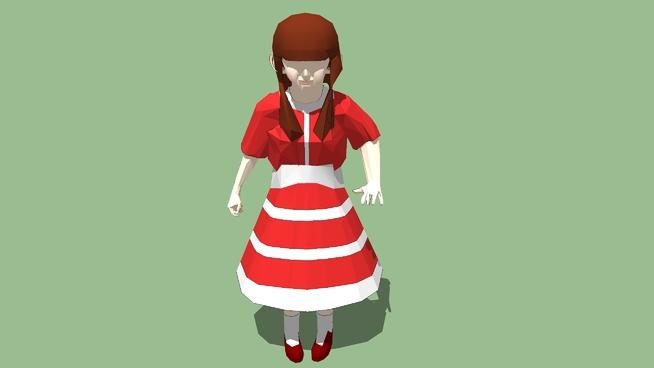 穿红衣服的女孩| skp下载 人物草图大师模型下载 第1张