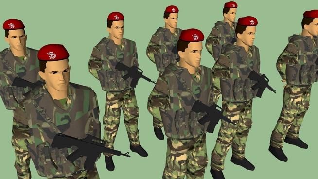 外国军事警卫| SketchUp模型库 人物草图大师模型下载 第1张