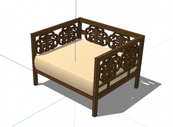 中式家居座椅su模型下载 sketchup室内模型下载 第1张