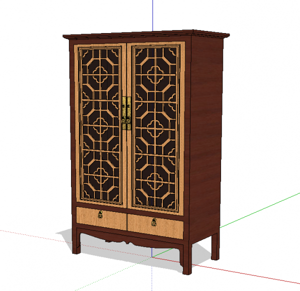 中式木质衣柜su模型下载 sketchup室内模型下载 第1张