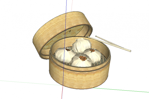 竹蒸笼skp模型下载 SketchUp组件 第1张