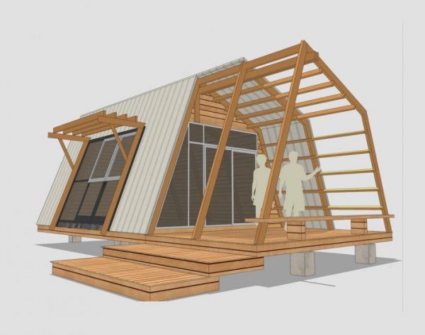1个斜面木屋木质休闲茶室平台sketchup模型下载 SketchUp景观模型下载 第1张