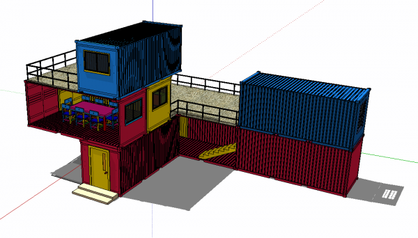 创意集装箱组合skp模型下载 SketchUp建筑模型下载 第1张