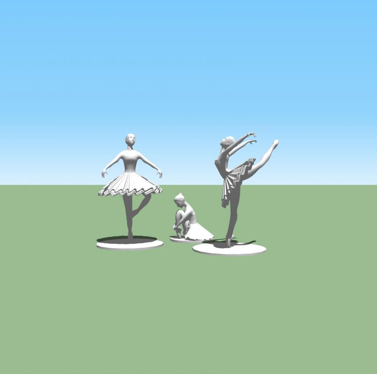 芭蕾舞雕塑小品组合su模型下下载 SketchUp景观模型下载 第1张