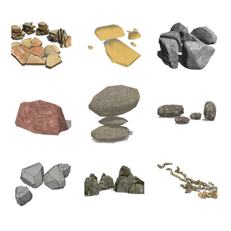 各类景观石头置石集合su模型下载 SketchUp景观模型下载 第1张