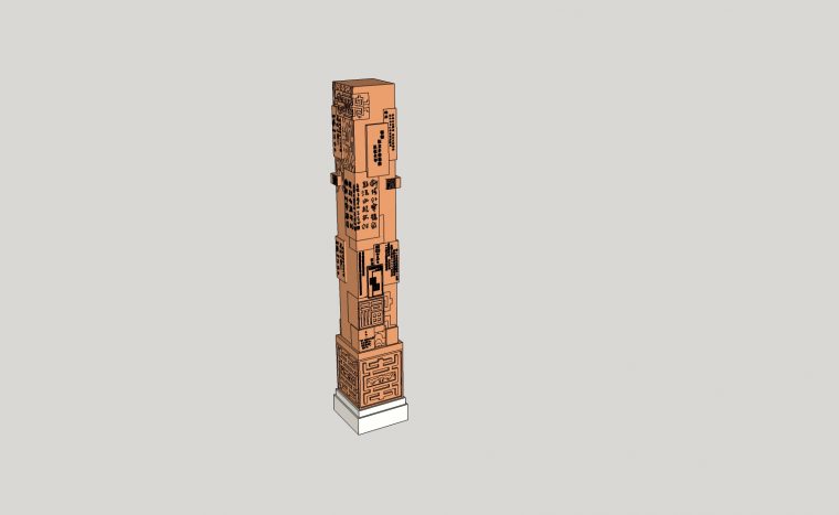 中式文化立柱雕塑小品 SketchUp景观模型下载 第1张