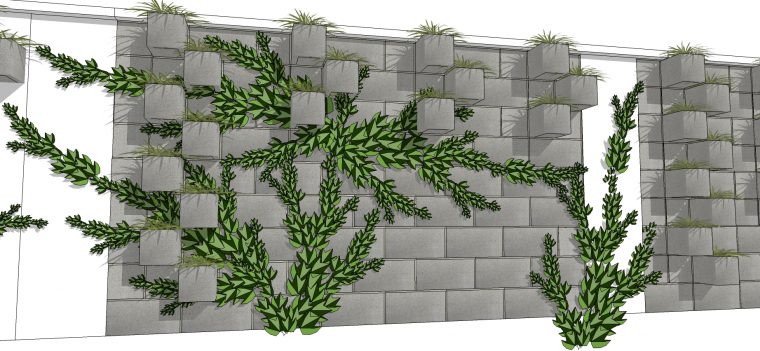 爬墙植物景观墙垂直绿化 SketchUp景观模型下载 第1张