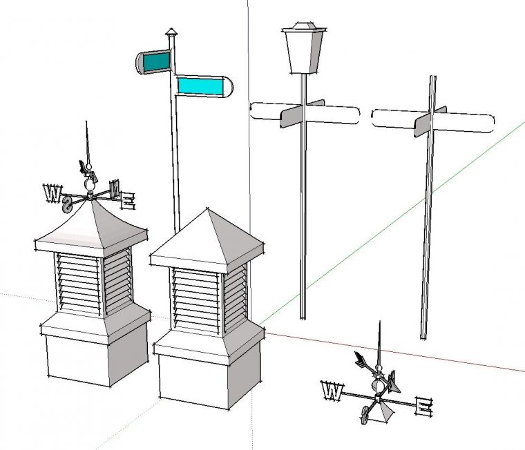 景观指示牌照明路灯su模型下载 SketchUp景观模型下载 第1张