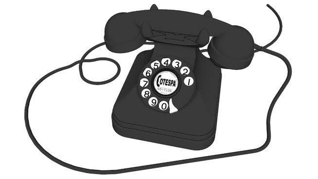 古董电话装饰模型-编号127803 sketchup室内模型下载 第1张