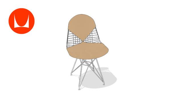 埃姆斯钢丝椅-皮背 sketchup室内模型下载 第1张
