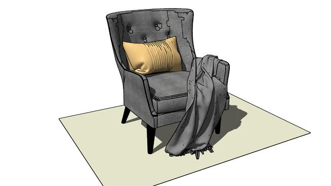 单人沙发椅模型-编号889 sketchup室内模型下载 第1张