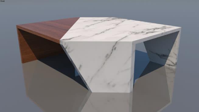 大理石和木咖啡桌 sketchup室内模型下载 第1张