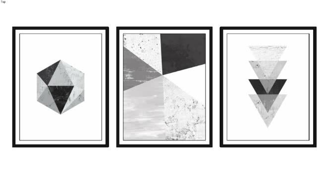白色的大理石的几何艺术装饰画| sketchup模型下载 sketchup室内模型下载 第1张