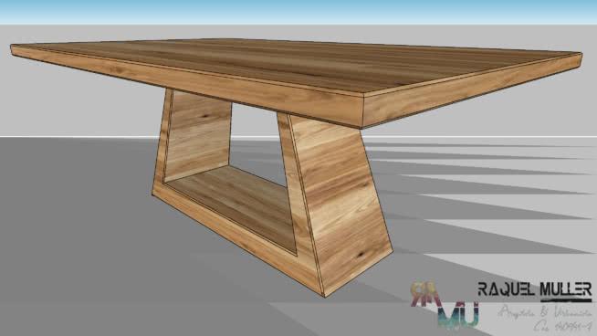 晚餐桌上的矩形| sketchup模型下载木材 sketchup室内模型下载 第1张