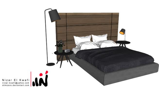 现代卧室床 sketchup室内模型下载 第1张