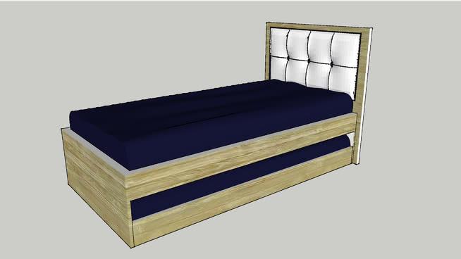 床头的床和沙发上的人高的橡木面板su模型| 床 第1张