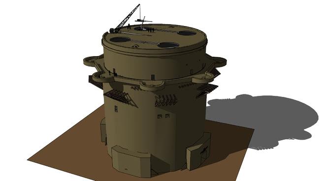 七flakturm奥加唐维也纳，flaktower | sketchup模型库 防空机械模型 第1张