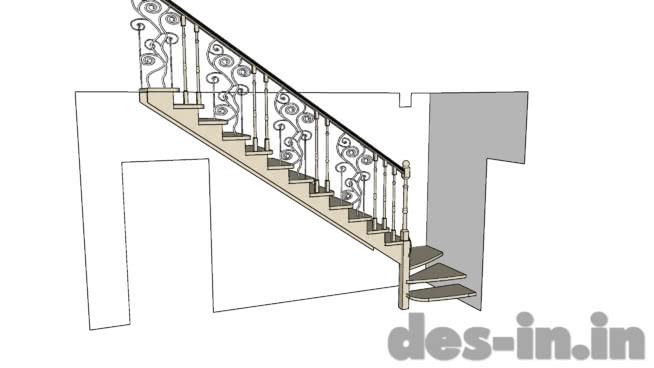 欧式栏杆楼梯| sketchup模型下载梯 楼梯,栏杆,扶手 第1张