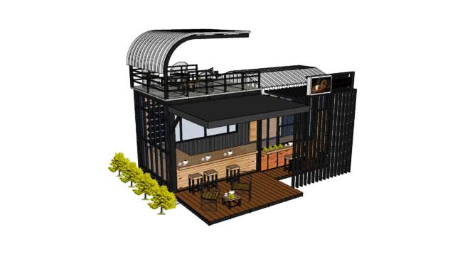 B1模切版上屋顶下载| SketchUp模型 工装室内整体模型 第1张