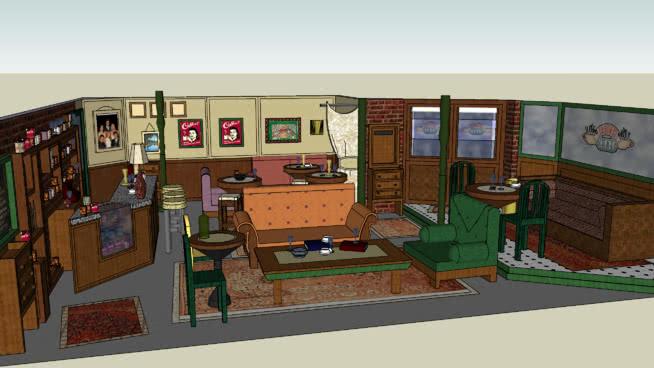 中央咖啡馆（朋友咖啡屋） 工装室内整体模型 第1张