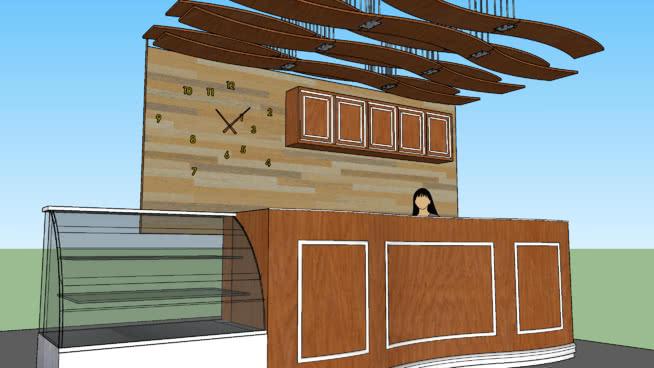 天花板弧形咖啡厅柜台 商用家具 第1张