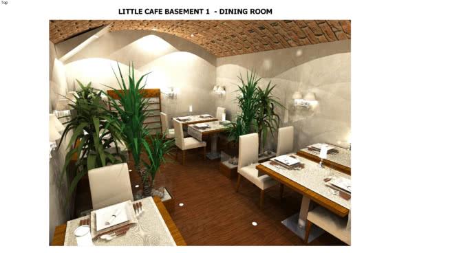 小咖啡馆-地下室第1部分-餐厅SKP 工装室内整体模型 第1张