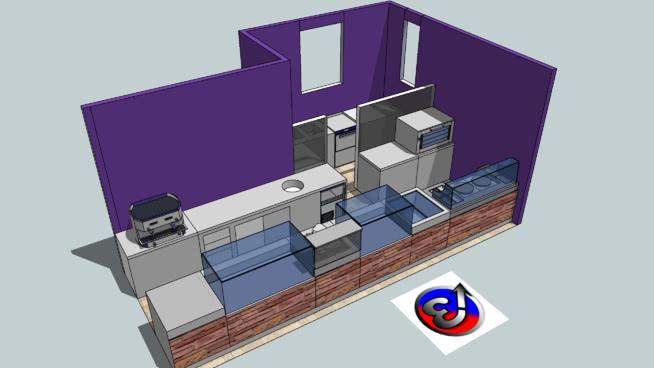 快餐店餐厅室内设计|草图大师模型下载 商用家具 第1张