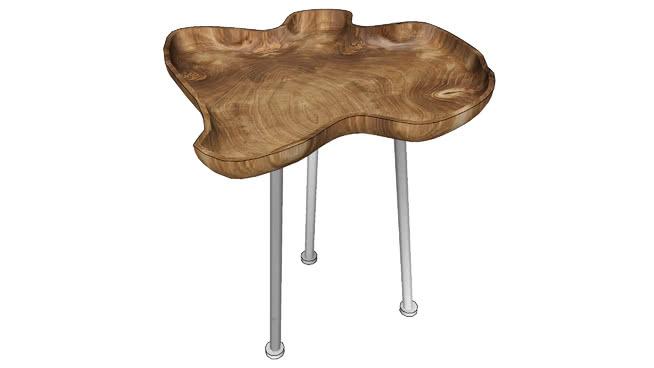不锈钢镀铬柚木（水漆）咖啡桌 sketchup室内模型下载 第1张