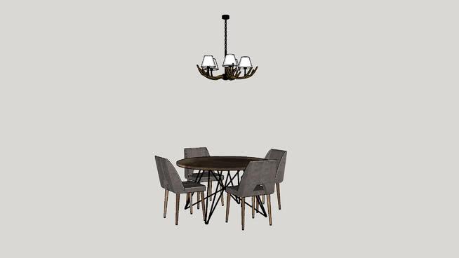 dining table，chair，lamp，餐桌，椅子，路人。 sketchup室内模型下载 第1张