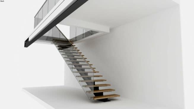 现代铁楼梯与Glass Railing登陆登陆 sketchup室内模型下载 第1张