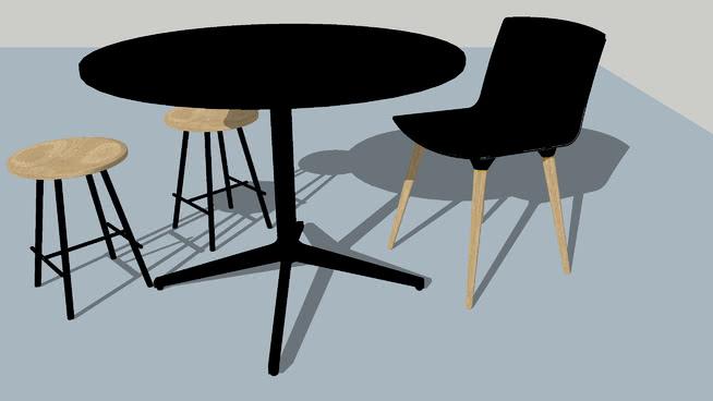 多咖啡桌、纳姆斯凳和TAC椅 sketchup室内模型下载 第1张
