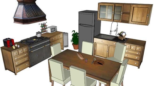 厨房设计套装模型-编号167192 sketchup室内模型下载 第1张