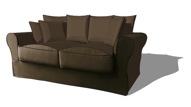 固定沙发3P巧克力德，文献5052，室内模型 sketchup室内模型下载 第1张