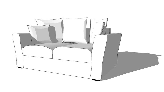 2 - 3固定座位沙发象牙Balthazar，4490室内模型 sketchup室内模型下载 第1张