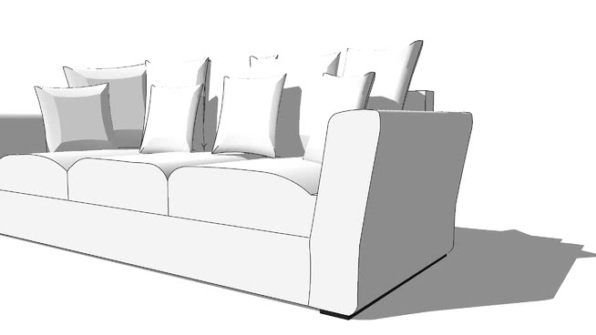 4固定座位沙发象牙Balthazar，0，室内模型 sketchup室内模型下载 第1张