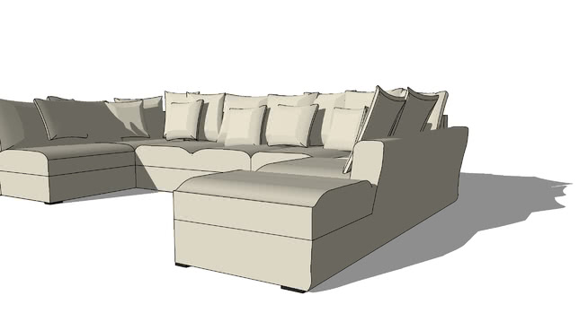 转角沙发7P米色Balthazar，室内模型 sketchup室内模型下载 第1张
