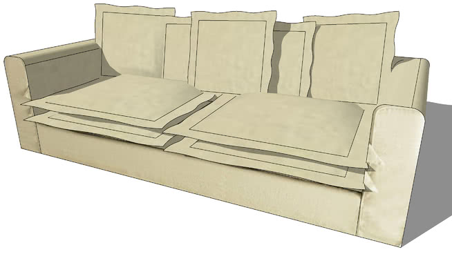 里斯本米色沙发，室内模型 sketchup室内模型下载 第1张