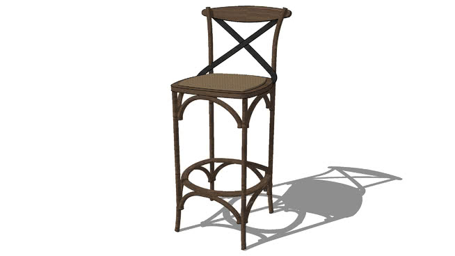 酒吧吧台早餐高脚蹬椅-编号 sketchup室内模型下载 第1张