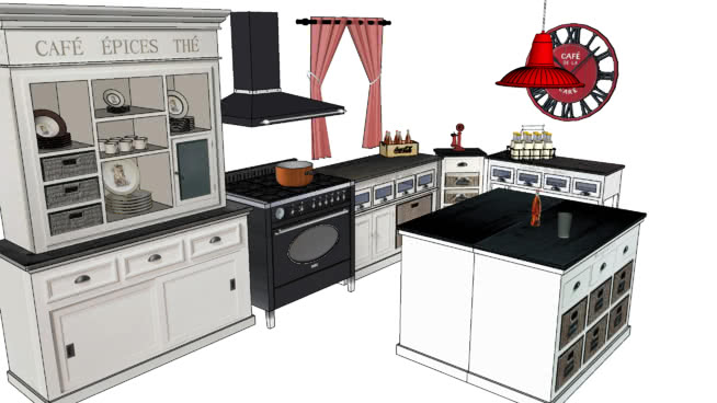 厨房设计套装模型-编号1720 sketchup室内模型下载 第1张