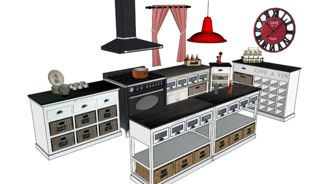 厨房设计套装模型-编号1729 sketchup室内模型下载 第1张