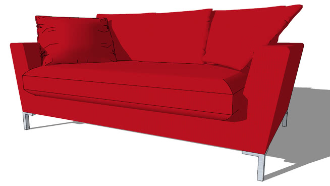 都柏林，个红色的沙发，，室内模型 sketchup室内模型下载 第1张